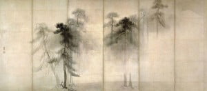 0021 - Hasegawa Tohaku (1539-1610) - Biombos con pinos entre niebla. Museo Nacional de Tokio.